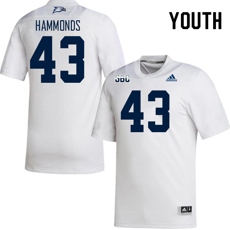 Youth #43 Jacob Hammonds Georgia Southern Eagles College Football Jerseys Stitched Sale-White